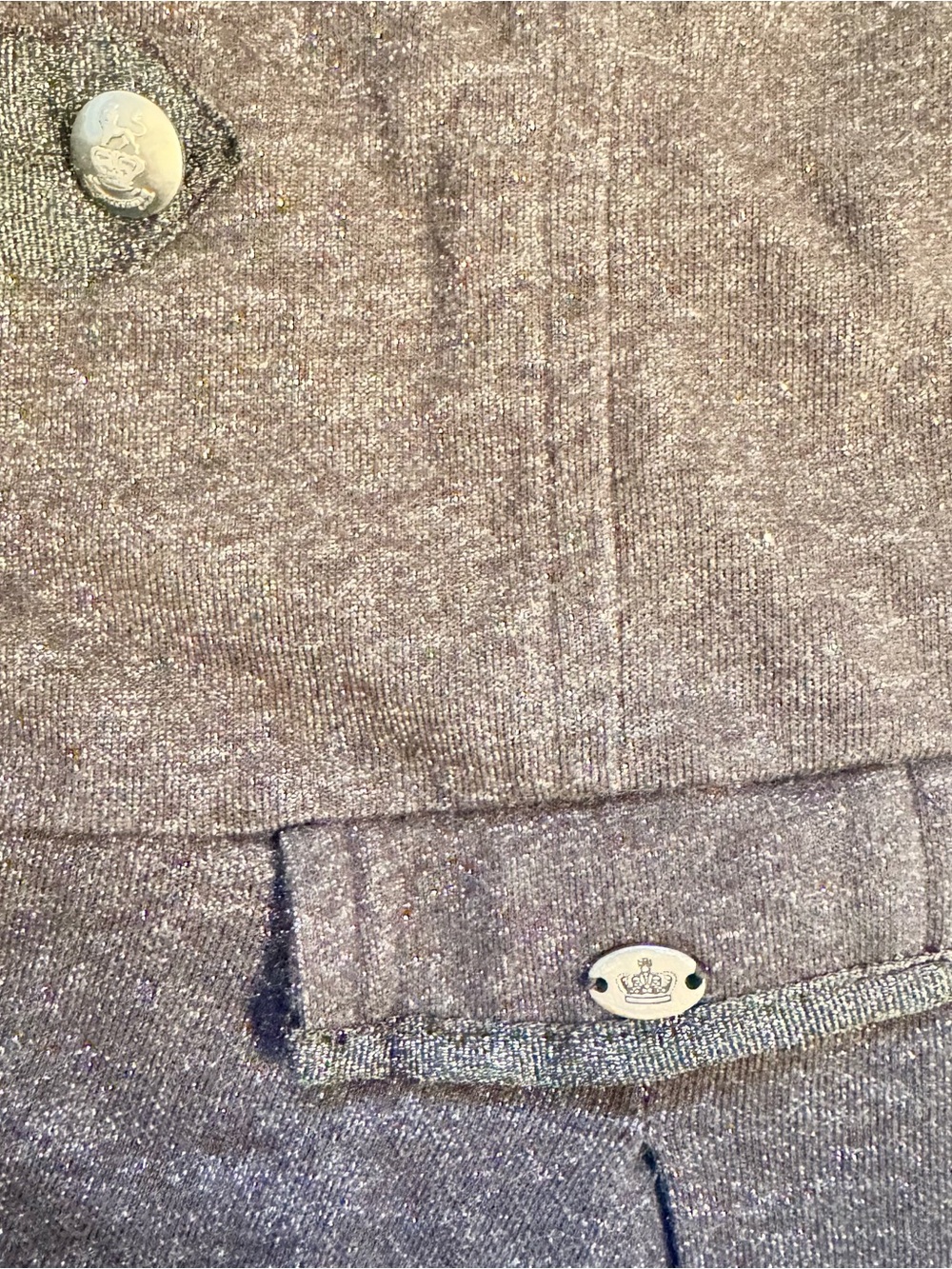 NEW glitter grey Juicy Couture Military vintage Zip Top Blazer Jacket size XL - Picture 6 of 7